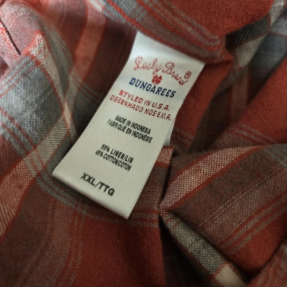 Lucky Brand Shirt Mens 2XL Red Plaid Western Pearl Snap Button Short Sleeve - Picture 10 of 11